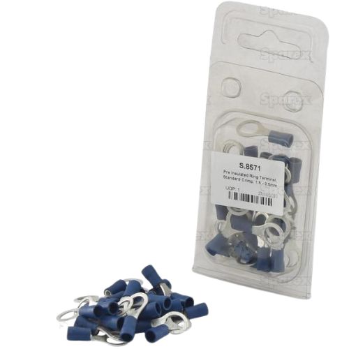 Pre Insulated Ring Terminal, Standard Grip, 8.4mm, Blue (1.5 - 2.5mm) (25 Pack)