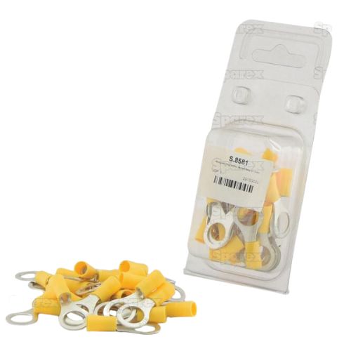 Pre Insulated Ring Terminal, Standard Grip, 10.5mm, Yellow (4.0 - 6.0mm) (25 Pack)