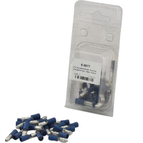 Pre Insulated Bullet Terminal, Standard Grip - Male, 5.0mm, Blue (1.5 - 2.5mm) (25 Pack)