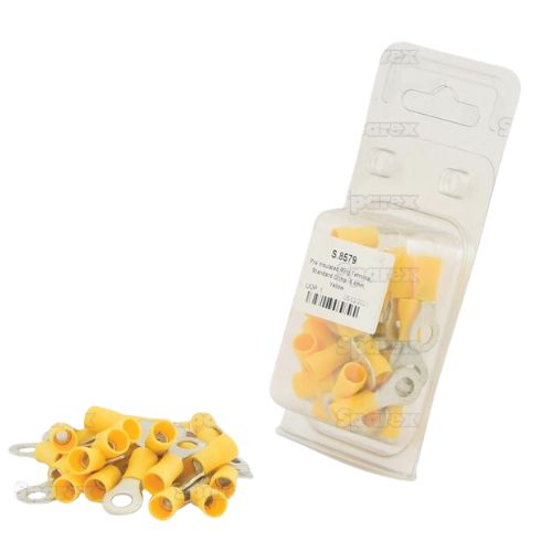 Pre Insulated Ring Terminal, Standard Grip, 6.4mm, Yellow (4.0 - 6.0mm) (25 Pack)