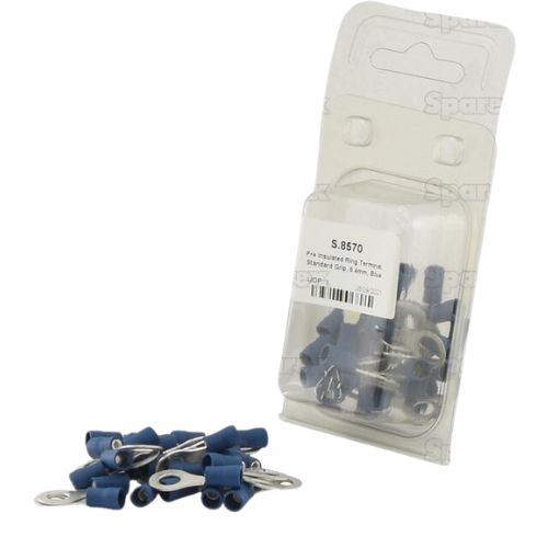 Pre Insulated Ring Terminal, Standard Grip, 6.4mm, Blue (1.5 - 2.5mm) (25 Pack)
