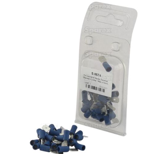Pre Insulated Spade Terminal, Standard Grip - Male, 6.3mm, Blue (1.5 - 2.5mm) (25 Pack)
