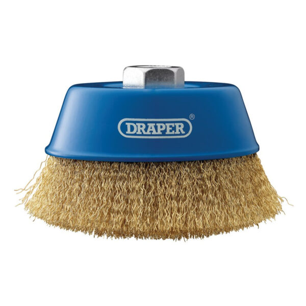 Draper Brassed Steel Crimped Wire Cup Brush, 125mm, M14