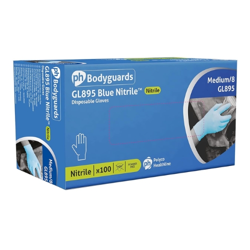 Bodyguards Nitrile Disposable Gloves Blue - Small (100 Pack)