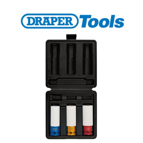 Draper HI-TORQ Wheel Nut Sockets for Alloy Wheels, 1/2" Sq. Dr. (3 Piece)