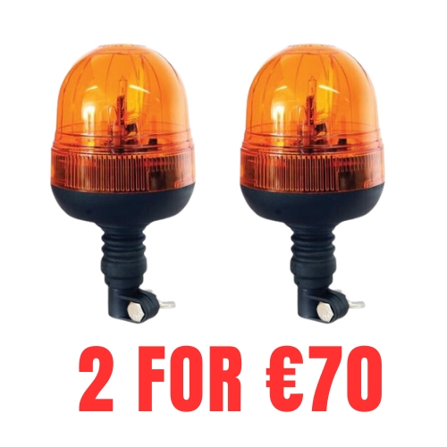Rotating Halogen Amber Beacon | Flexible Pin | 12-24V (2 Pack)