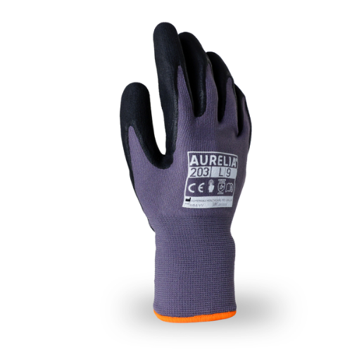 Aurelia Flex Ultra Foam Nitrile Dipped Gloves – (Black/Grey)