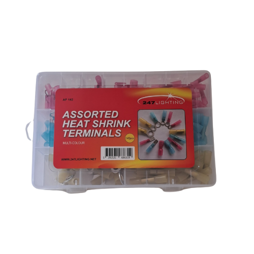 247 Colour Assorted Heat Shrink Terminals Box (142 Pack)