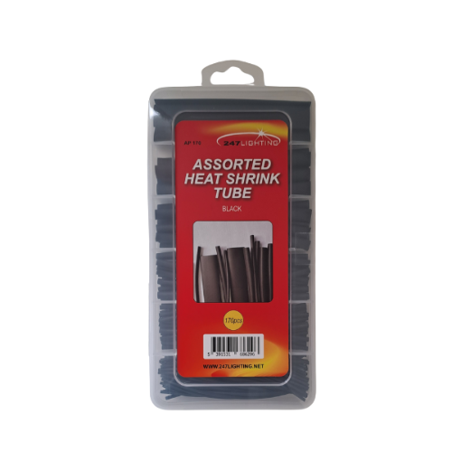 247 Black Assorted Heat Shrink Tube Box (170 Pack)