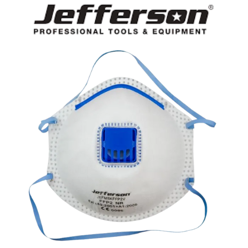 Jefferson FFP2 Valved Mask - 3 Pack, Moulded Design with Adjustable Nose Clip