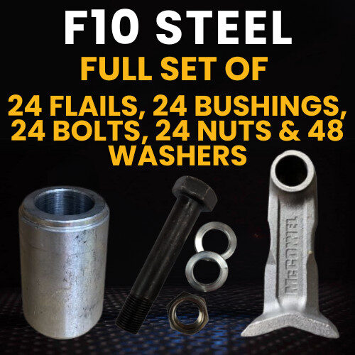 Full Set of McConnel F10 Steel Flails Complete With Full Set of Bushings, Bolts, Nuts & Washers