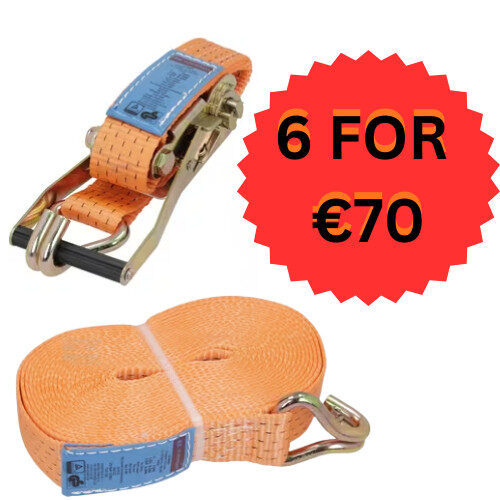 6 x 10 Mtr Heavy Duty Ratchet Straps (Orange)