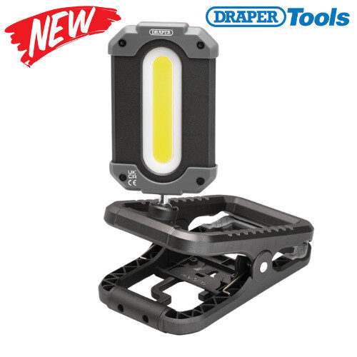 Draper COB LED Rechargeable Work Light & Power Bank with Clamp