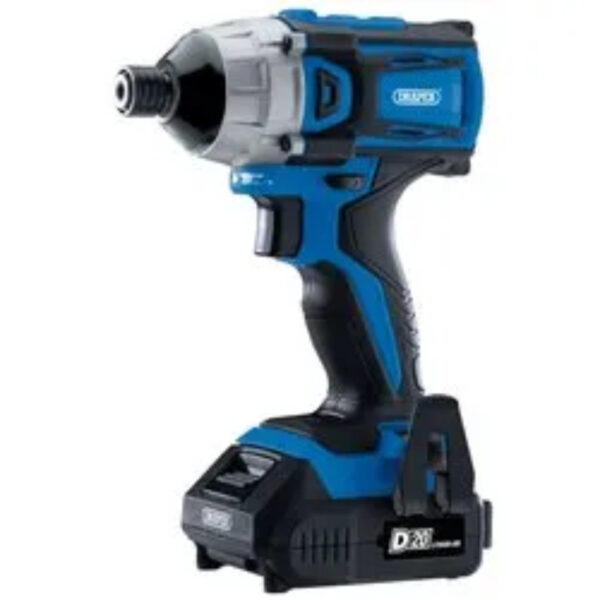 Draper D20 20V Brushless Impact Wrench, 1/2" Sq. Dr., 250Nm | 2 X 2.0 Ah Batteries, 1 X Charger