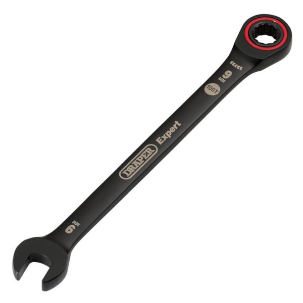 Draper Expert HI-TORQ® Metric Ratchet Combination Spanner, 9mm, Black
